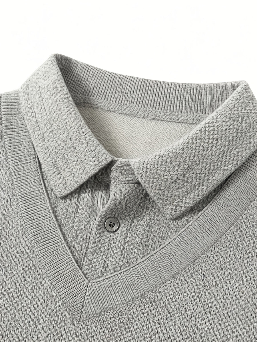 Men'S Shirt Collar Knit Polo, Exquisite Metallic Letter Embroidery on Forearm, Understated Luxury Detail, Enhancing Single Item Quality, Reducing Clumsy Full-Area Prints - SINBOS - Beige Color