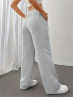 Women's Casual Jogger Pants with Drawstring Waist & Elastic Cuffs - All-Season Comfort Polyester, Trendy Geometric Print Straight-Leg Design for Workouts & Casual Attire, Jogging Pants - Grey