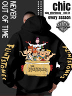 Men'S Hooded Sweatshirt, Cool American Retro Street Style, Classic Original Family Full Assembly Design, with Vintage Bold Font Decoration, Sleeve Theme Patterns, Machine Washable And Non-Deformable, Fall/Winter Skin-Friendly Warm Long Sleeve Top - Black