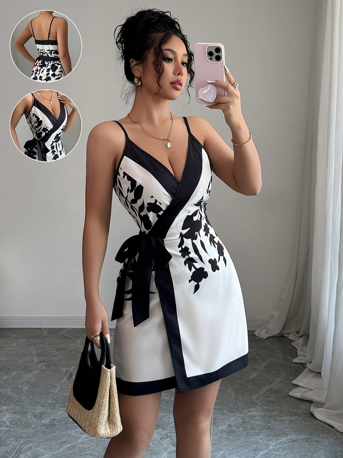 Summer Camisole Fashion Versatile Random Print Women's Dress - White