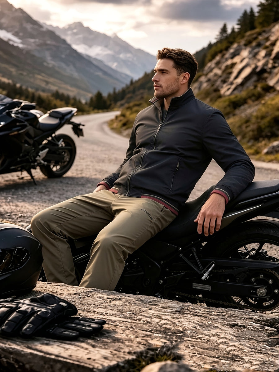 Men'S Jacket, Business Commute Biker Casual Flight Jacket, Casual Sports All-Match Jacket, Perfect Gift for Halloween, Christmas, And Valentine'S Day, Ideal Present - Black