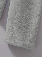 Fuzzy Cat Ear Hoodie, Loose Oversized Front Pocket Hooded Sweater, Loungewear & Casual Tops For Winter, Women's Clothing - Light Grey