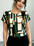 Women's Daily Simple and Stylish Printed Casual Short-Sleeve Top - Multicolor