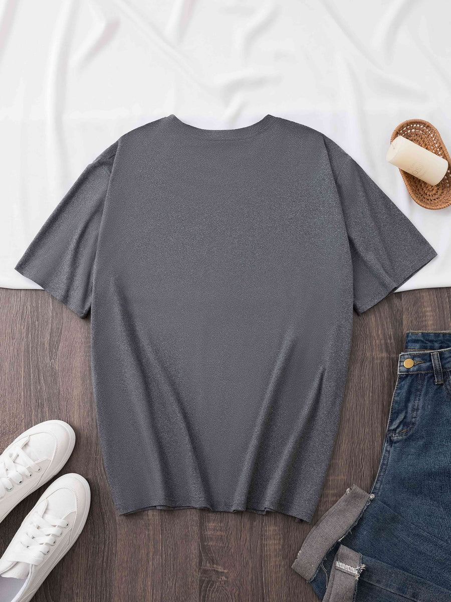 Women's Oversized Round Neck Short Sleeve T-Shirt - Blouse with - Letter Print (Suitable for Initial/ending Letters) - Loose Fit Casual & Elegant - Top - Machine Washable Comfortable Casual Attire for & Outfits - Dark Gray