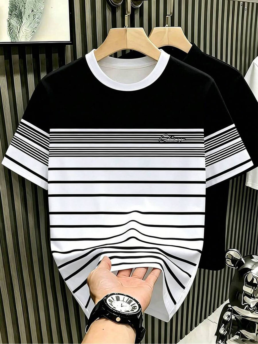 [Printed Design – Not Textured] Men's Summer Casual Color Block Patchwork T-shirt - Multicolor 6