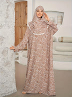 Somali Hooded Prayer Dress, Traditional Muslim Women's Attire from the Middle East - Pale Pinkish Gray