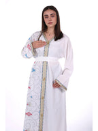 Middle East Women's New Traditional Style Dress Kaftan Robe Jalabiya Festival Evening Gown Abayas Suitable for Holiday Party Wear Women's Evening Dress, Casual Dress with belt - White