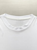 Men's Heavyweight 100% Polyester T-Shirt - Summer Short Sleeve Round Neck Casual Top, Printed with "Good Day" Design and Happy Joyful Face - Korean-Japanese Street Style, Valentine's Day and Father's Day Gift - White