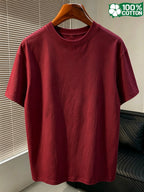 Short Sleeve T-Shirt Top, Crew Neck, Pure Cotton, Crew Neck, Popular Summer Travel Time, Suitcase, Globe, Luggage Tag Illustration Design, Versatile Style, Holiday, Breathable Pattern Print, New Summer Fabric, Comfortable for Daily Outings - Burgundy color