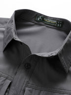 Outdoor Multi-pocket Functional Combat Quick-drying Shirt Casual Quick-drying Sports Shirt Thin Style with Four Chest Pockets and Armpit Ventilation Holes, Hunting - Dark Gray
