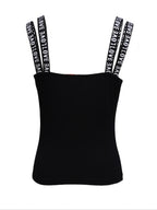 Spring and summer Women's new vest, sexy and elegant, versatile halter top, trendy and versatile letter print vest, a must-have gift for shopping festivals and Christmas parties - Black