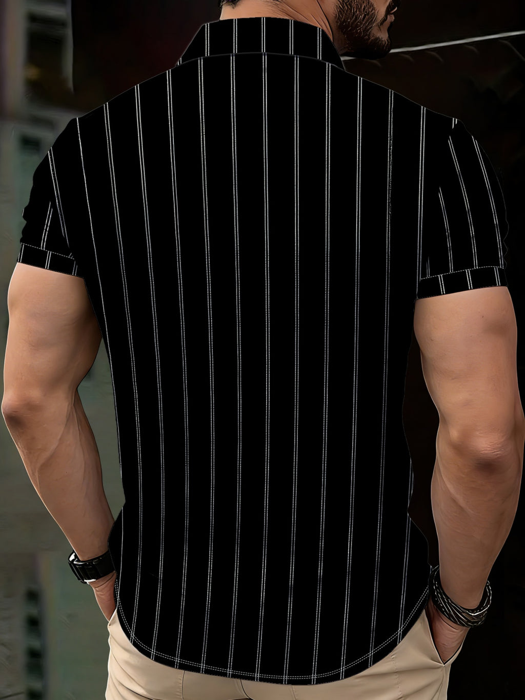 Men'S Fashion Zip Collar Polo Shirt Summer Short Sleeve Business Casual Striped Top Trendy Slim Fit Versatile T-Shirt - Mixed colors
