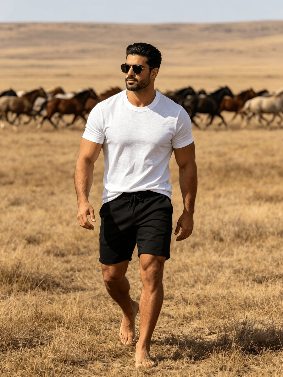 Fashion Athletic Men'S T-Shirt, Spring Summer New Style, Casual Versatile, Comfortable Breathable Lightweight, Trendy Slim Fit, Soft Skin-Friendly Fabric, Individual Premium - White