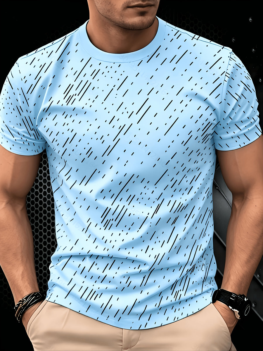 Black Twill Line Digital Printing T-Shirt, Minimalist Men'S Casual Short-Sleeved Shirt, Versatile Commuter Men'S Short-Sleeved T-Shirt, Cool And Breathable, Skin-Friendly And Comfortable, a Perfect Gift - Mixed Color C