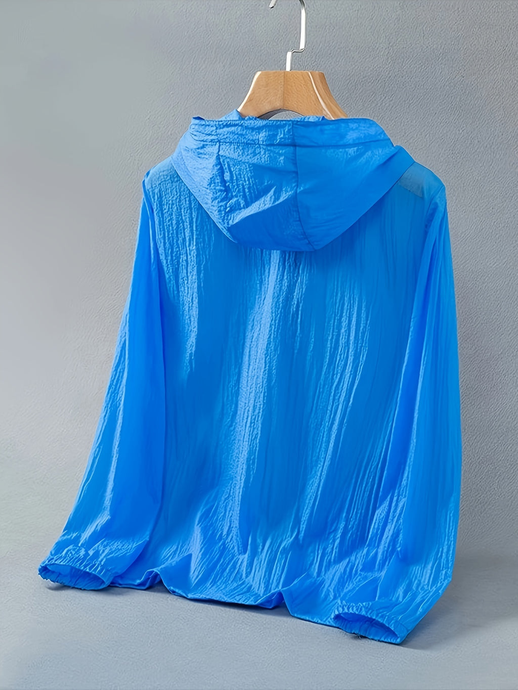 Summer Lightweight Cool Beach Ultra-Thin Fabric Breathable Quick-Dry Hooded Fishing Shirt Men Women Summer Solid Color Skin-Friendly Thin Breathable Couple Hiking Riding Mountain Beach Fishing Suit Cooling Shirt - Blue