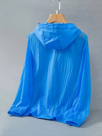 Summer Lightweight Cool Beach Ultra-Thin Fabric Breathable Quick-Dry Hooded Fishing Shirt Men Women Summer Solid Color Skin-Friendly Thin Breathable Couple Hiking Riding Mountain Beach Fishing Suit Cooling Shirt - Blue