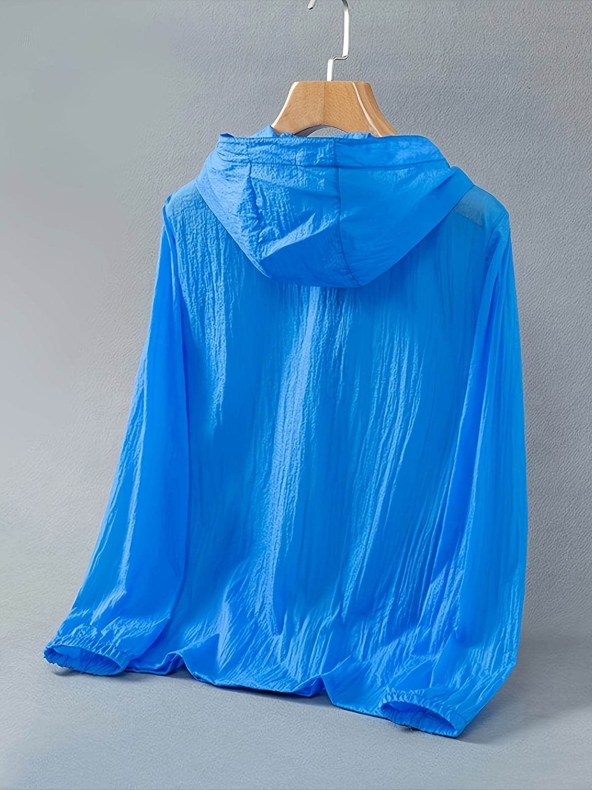 Summer Lightweight Cool Beach Ultra-Thin Fabric Breathable Quick-Dry Hooded Fishing Shirt Men Women Summer Solid Color Skin-Friendly Thin Breathable Couple Hiking Riding Mountain Beach Fishing Suit Cooling Shirt - Blue