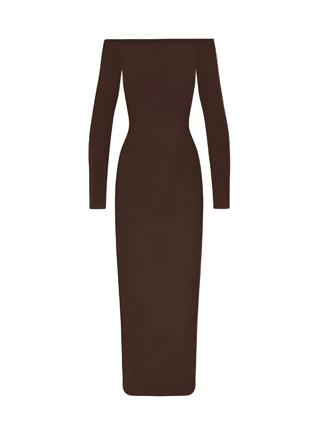 Women'S Spring Summer Elegant Off-Shoulder Long Sleeve Maxi Dress Bridesmaid Gown - Coffee Brown