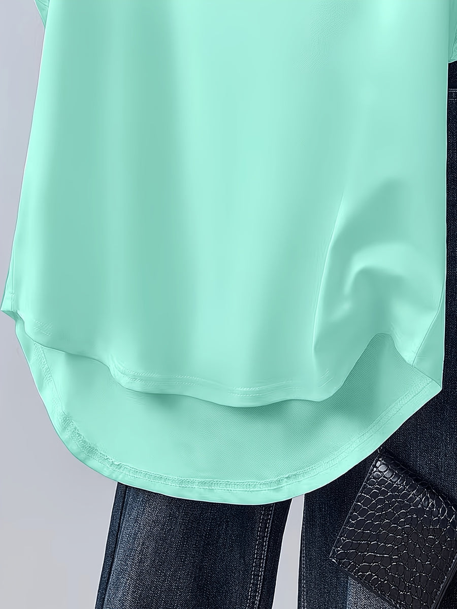 1pc Hooded Top Easy Line Design Casual All-Match Style Summer New Y2K Style Women'S Casual Athletic Wear Elegant Fashion Comfortable T-Shirt Top - Cyan