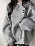 Classic Loose-Fit Sweatshirt for Women, Autumn/Winter Casual Long-Sleeve Top, Niche Style - 1.5 Gray