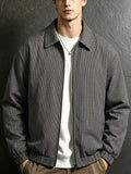 Men's Black and White Micro-Plaid Zip-Up Harrington Jacket, Classic Lapel Lightweight Lined Windbreaker, Ribbed Cuffs Wrinkle-Resistant Small Check Shirt, Suitable for Spring/Autumn Commuting, Office Wear, and Vintage Street Style - Black And White Plaid