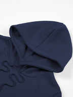 HUGG Embrace Minimalist Vertical Letter Artsy Men'S Hooded Sweatshirt Front And Back Double-Sided Print Pattern Casual Hoodie Daily Wear Comfortable Versatile Suitable for Outdoor Sports Fitness Casual Wear - Navy Color