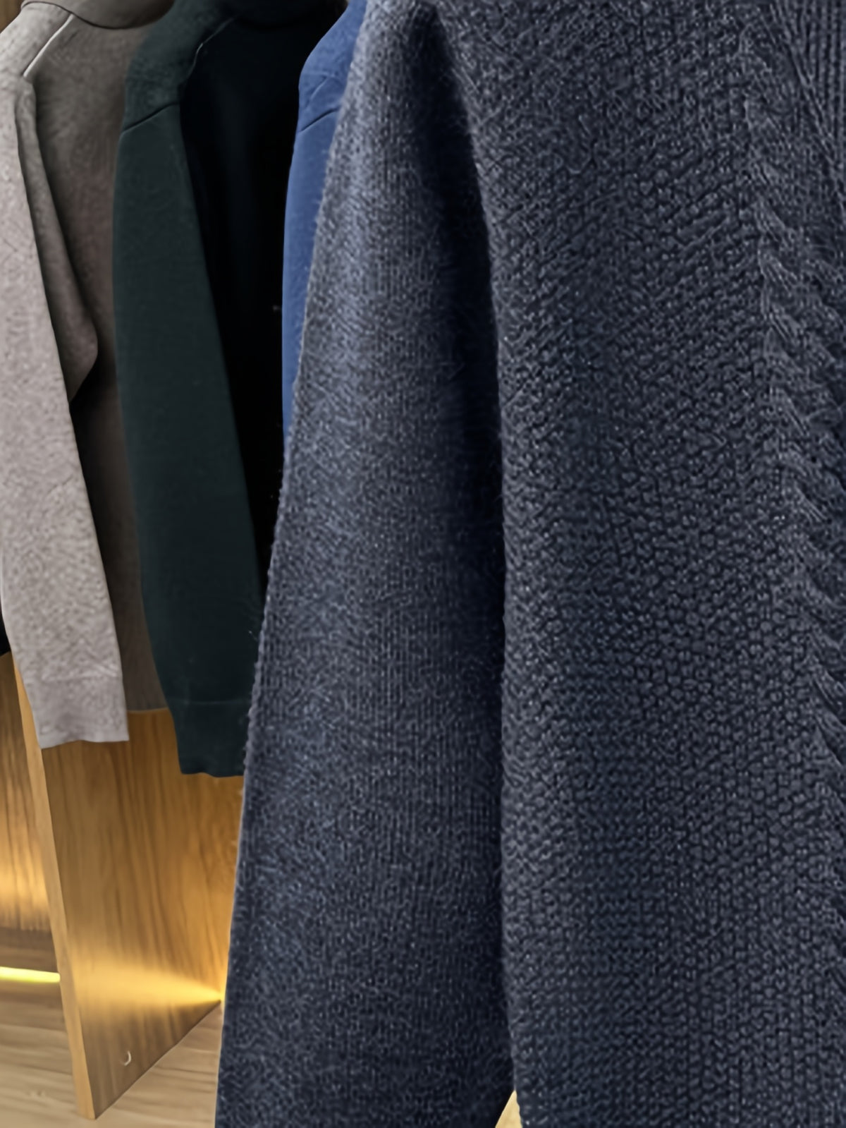 Men'S Thickened Semi-Open Zipper Stand Collar Knit Sweater, Ribbed Cuffs And Hem, Autumn/Winter Style, Single Wear And Layering, Light Mature Business Casual Style - Dark Gray