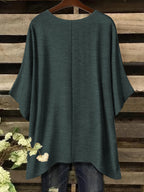 Plus Size - Plus Size - Fashionable New Polo with Buttons, Women'S Plus Size Short Sleeve T-Shirt, Unique Short Sleeves, Stylish Casual Women'S Wear, Loose Fit Clothing, Additions Not Included - Dark Green