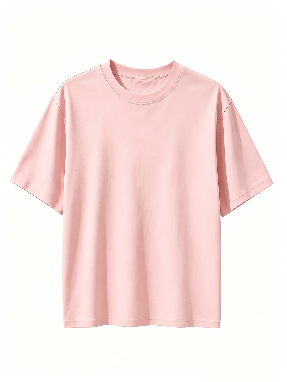 5pcs Set, 5pcs, Solid Color Round-Neck Fashionable Easy Slim-Fit Loose Short-Sleeve T-Shirt, Summer/Spring Women'S 5pcs Top Set, Available in Small Or - Peach