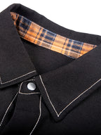 Men's Vintage Relaxed Fit Denim Shirt Jacket, Optimized Shoulder Lines to Minimize Dropped Shoulder Flaws for a More Defined Silhouette. The Placket Features Snap Buttons with Precise Stitching for Neat, Sturdy, and Durable Construction - Black