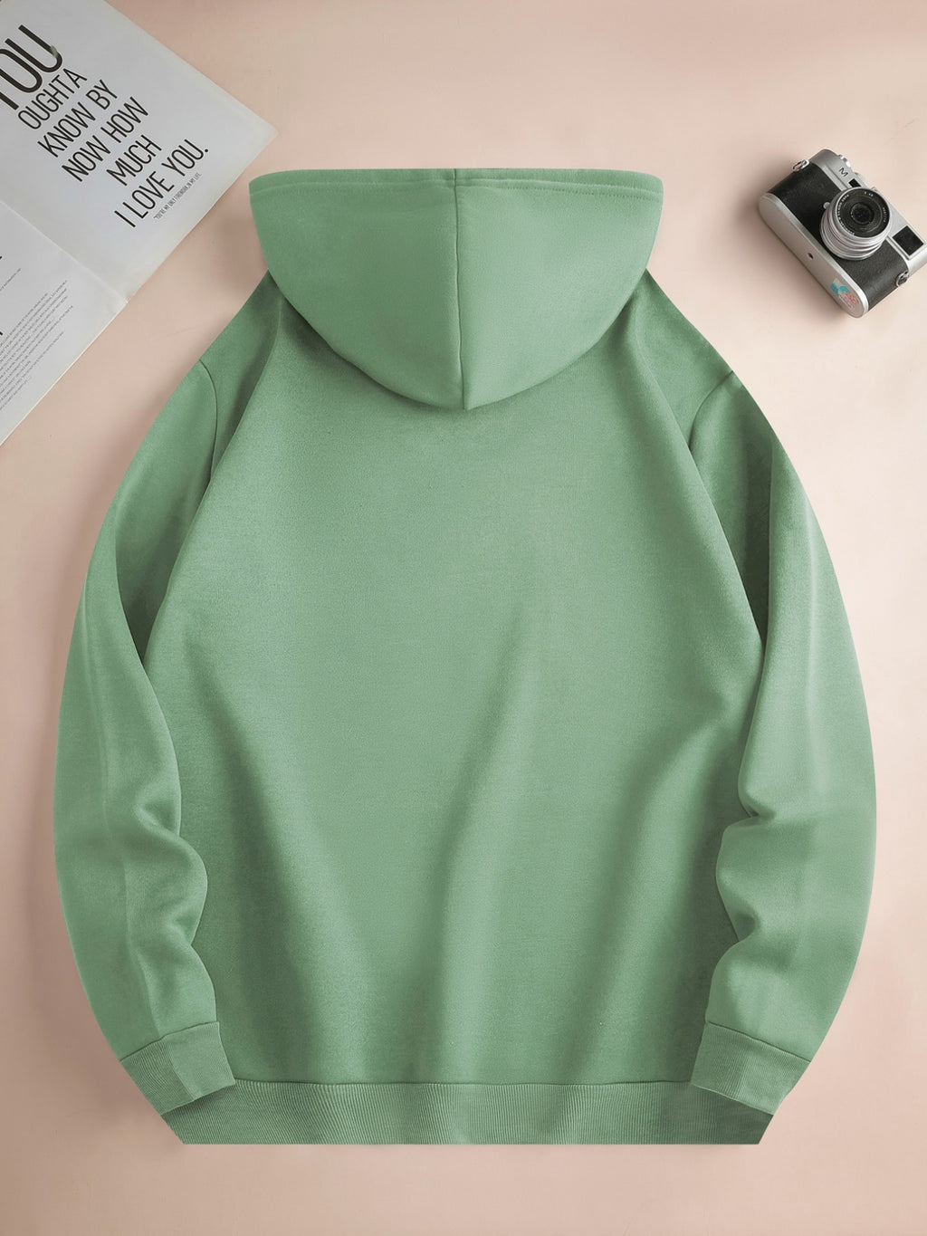 Men's Fashionable Hoodie, Loose-fit Casual Top with "X" Letter Print, Long-sleeve Sweatshirt Featuring a Kangaroo Pocket, Made of Casual Polyester Knit Fabric, Machine Washable, Suitable for Outdoor Casual Wear - Pea Green Color