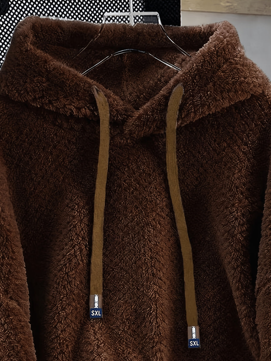 Autumn and Winter New Fleece Hoodie - Dark Brown