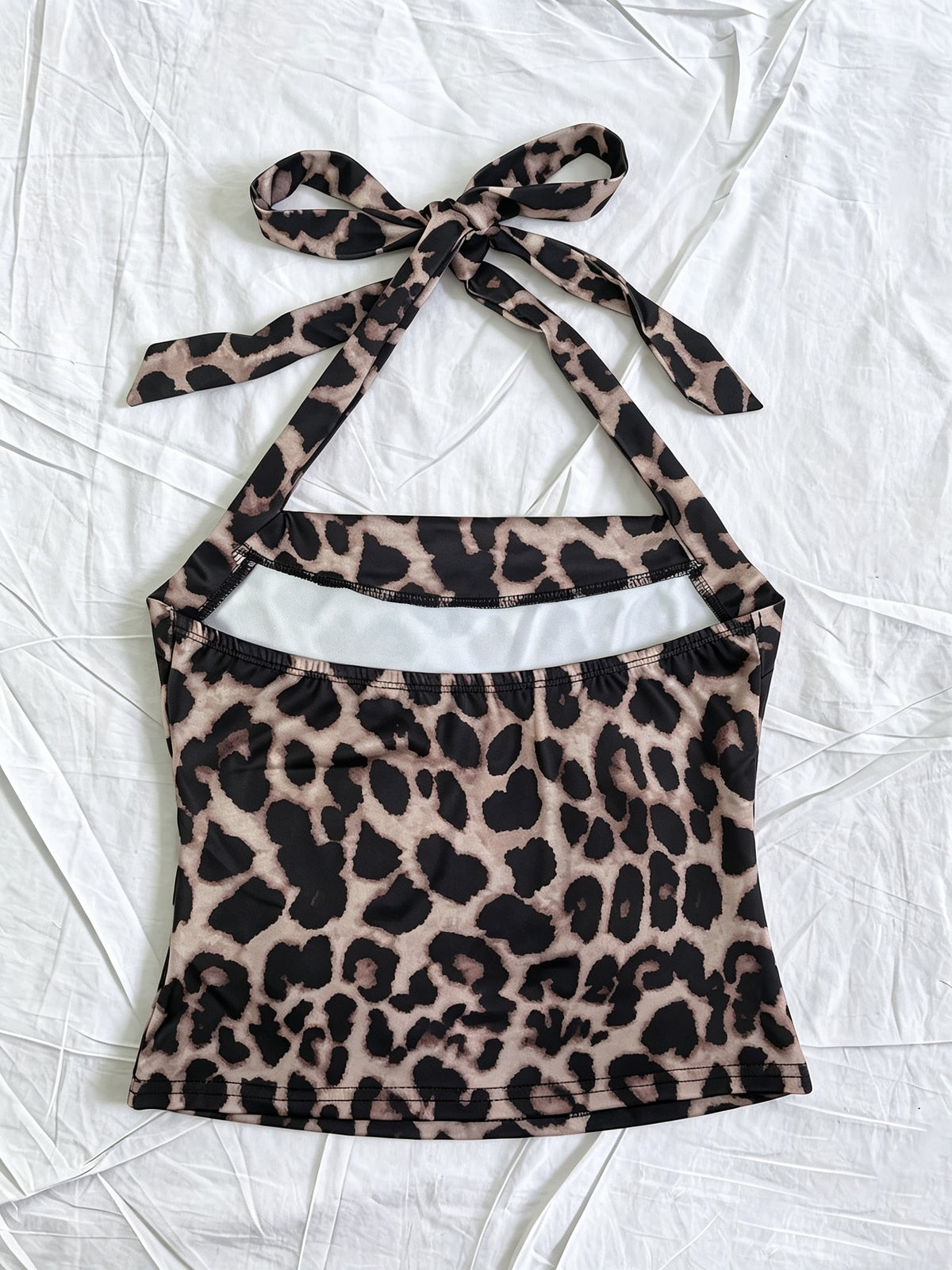 Women'S Halter Neck Leopard Print Vest, Fashion Casual Camisole Top with Tie Detail, Leopard Pattern/Casual Style/Halter Neckline, Adjustable Straps Off-Shoulder/Tie-Neck, Summer Casual Vacation Beachwear, All-Season Versatile Layering Piece - Mixed colors