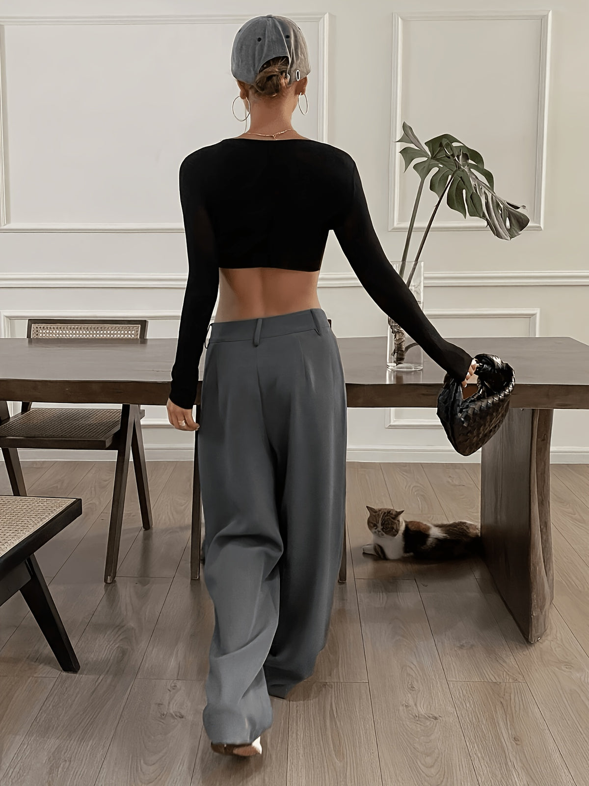 Women'S Easy Suit Casual Trousers (Classic Silhouette with Pleated Front And Stiff Fabric), Wardrobe Staple, Suitable for Spring/Summer Cafe Gatherings, Outdoor Dates, Weekend Parties, Elegant And Fashionable, Classic - Dark Gray