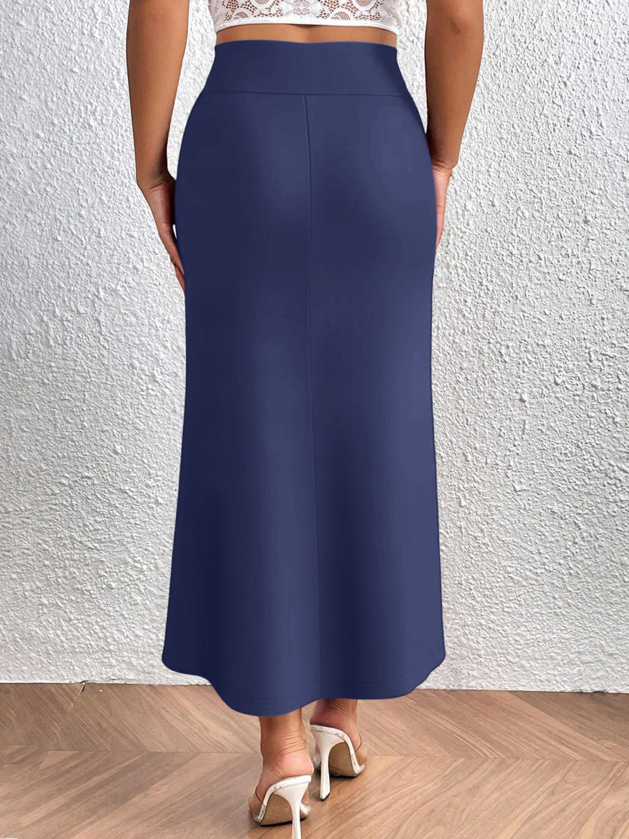 Directional Q6 Solid Color Summer Women's Skirt, Casual High-Waist Women's Dress, Fashionable Apparel, Autumn/Winter, Autumn/Winter Clothing, Casual and Elegant Women's Wear, Elegant Women's Dress, 1pc, Local Warehouse, Christmas, Women's Autumn - Dark Blue