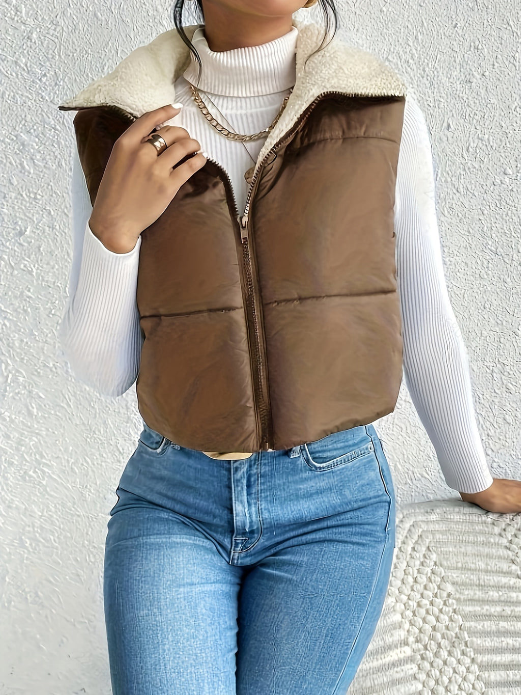 Fashionable Trendy Women'S Vest - Dark Brown