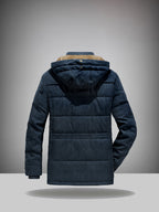 Cargo Jacket, Removable Hood Corduroy Lining Multi-Zipper Pockets, Warm Casual Top Jacket, Western Trendy Outerwear. Men'S Fashion Winter Mid-Length Fleece-Lined Thick Jacket, Men'S Work Practical Jacket - Blue