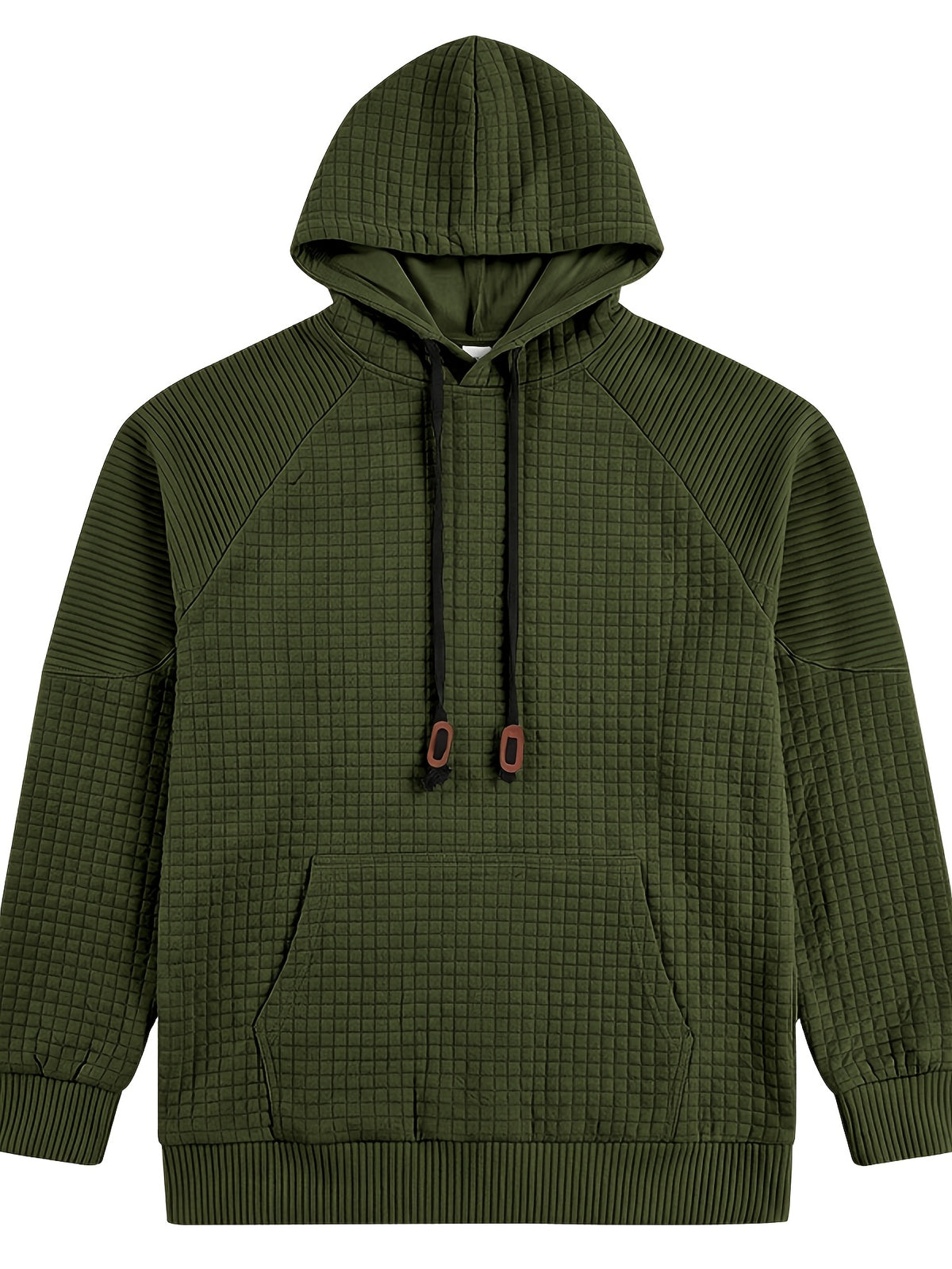 Maqiqi OBM Men's New Autumn/Winter Solid Color Warm and Comfortable Hooded Sweatshirt, Stylish and Versatile for Daily Casual, Work, Commuting, and Outdoor Activities - fern green