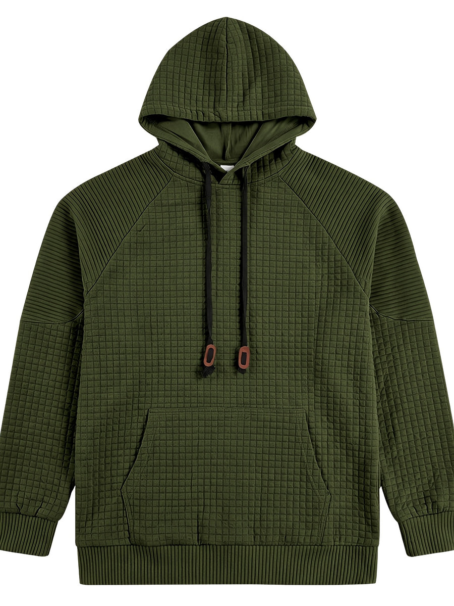 Maqiqi OBM Men's New Autumn/Winter Solid Color Warm and Comfortable Hooded Sweatshirt, Stylish and Versatile for Daily Casual, Work, Commuting, and Outdoor Activities - fern green