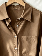Women'S Classic Solid Color Casual Shirt - Khaki