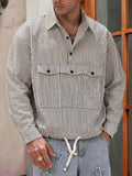Men's Long Sleeve Thin Shirt, New Spring/Summer/Autumn Style with Puff Sleeves, Striped Lapel, Casual Shirt with Multi-functional Large Pocket, Suitable for Daily Outings, Outdoor Commuting, a Stylish and Versatile Casual Long Sleeve Shirt Top - Striped Shirt