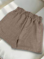 Extended Fake Drawstring Shorts - Coffee Color