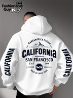 Hooded Sweatshirt with Street Culture Symbols: Featuring a "CALIFORNIA" Print That Embodies the Grandeur of the Wilderness and the Pioneering Spirit, This Sweatshirt Serves as an Exclusive Symbol for Street Culture Enthusiasts to Connect - White
