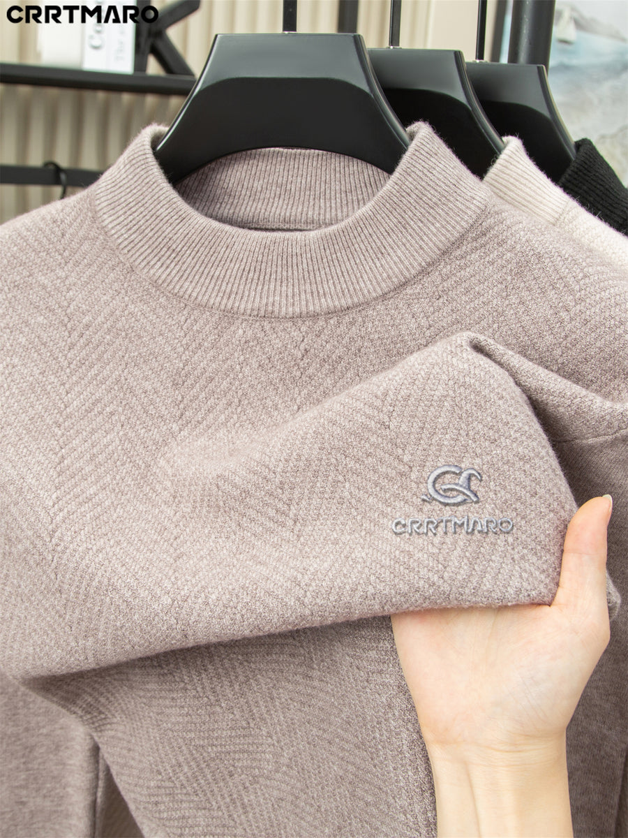 Katemar CRRTMARO Autumn/Winter Knitted 3D Solid Color V-Neck Vest, Basic Knit Pullover, Men's Fashion Sleeveless Knitwear, SS - Camel