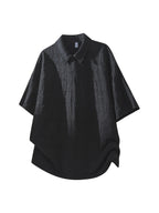 Men'S Summer Jacquard Textured Short Sleeve T-Shirt, Premium Casual Loose Top - Black
