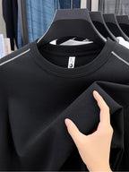 Men's Pullover Crew Neck Long Sleeve Sweatshirt, Suitable for Both Layering and Wearing Alone in Spring and Autumn, Ideal for Sports, Leisure, Commuting, and Daily Activities - SINBOS - Black