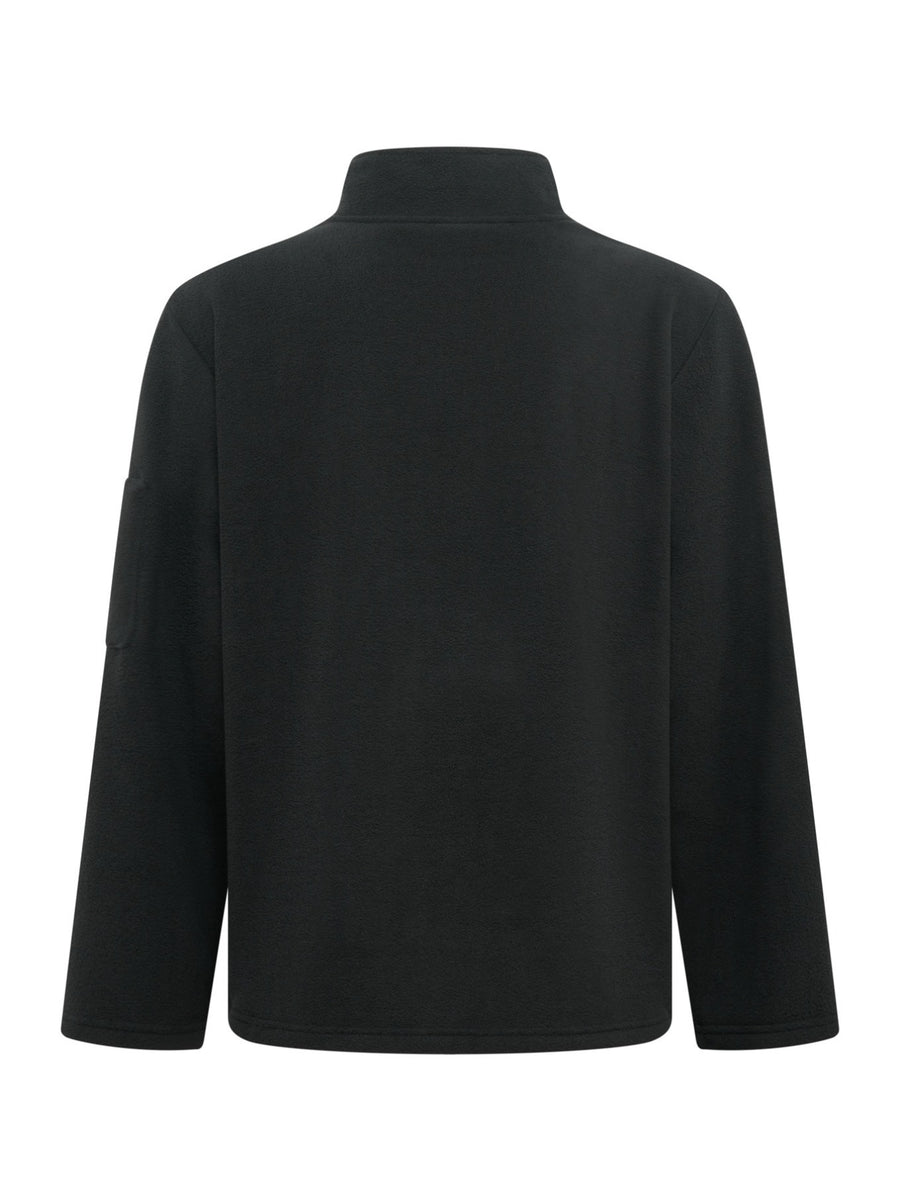 Men'S Autumn Winter New Fleece Lined Stand Collar Zipper Jacket, CAT Letter Print Long Sleeve Jacket, Multi-Pocket Design Casual Commute Trendy Top - Black