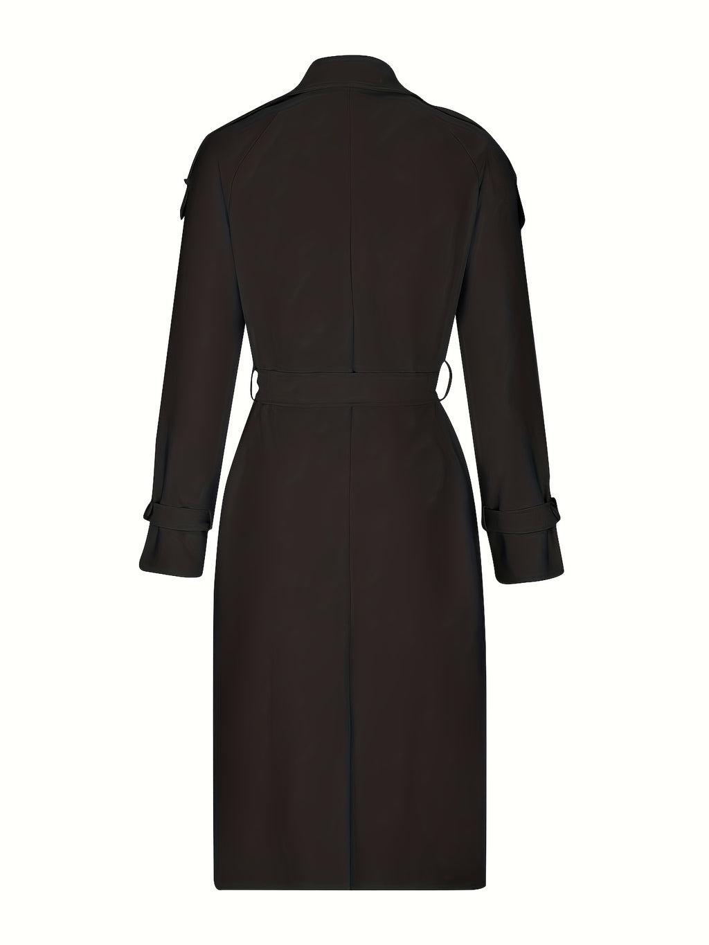 Women'S Autumn Winter Casual Temperament Solid Color Trench Coat Mid-Length Outerwear - Deep Grey