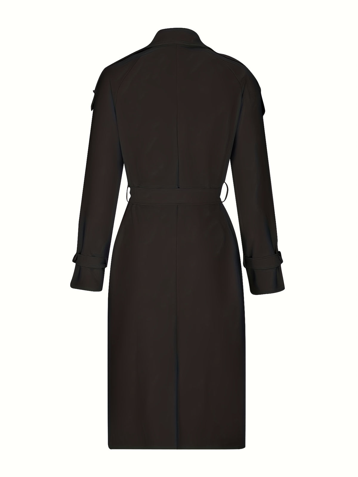 Women'S Autumn Winter Casual Temperament Solid Color Trench Coat Mid-Length Outerwear - Deep Grey