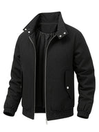 2026 New Men'S Stand-Up Collar Jacket, Windproof Premium Lightweight Breathable Durable Comfortable Fabric, Loose Casual Fit Outerwear, Suitable for Streetwear, Daily Leisure, Commuting, And Outdoor Travel, Full Zipper Closure - Black